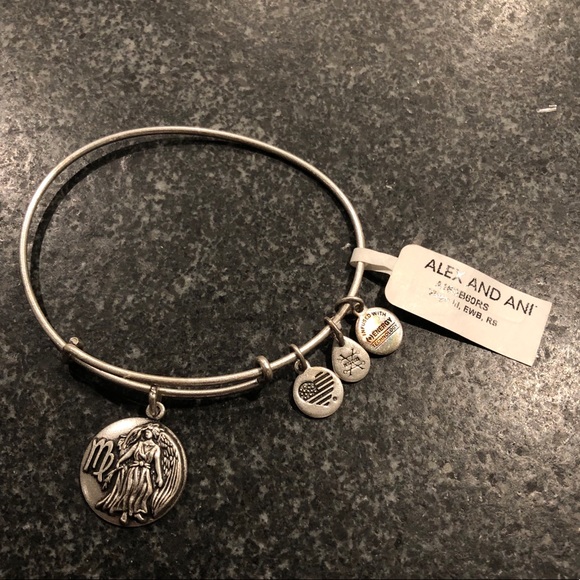 Alex and Ani Virgo Silver Charm Bangle Bracelet - Picture 1 of 2